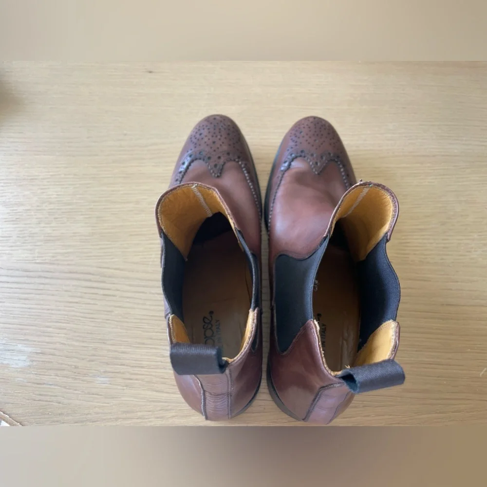 OTISOPSE BROWN LEATHER ANKLE BOOTS SIZE EU 43 US 10 ITALY